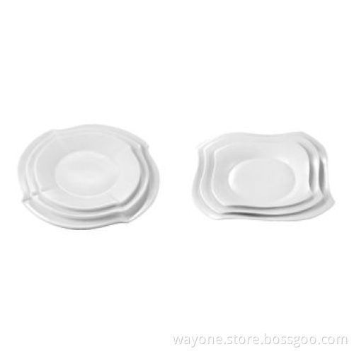 White Porcelain Hotel Dinner Plate, Available in Various Shapes and Sizes